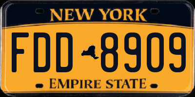 NY license plate FDD8909