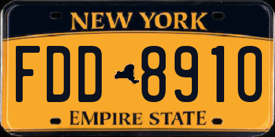 NY license plate FDD8910