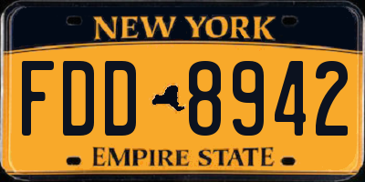 NY license plate FDD8942