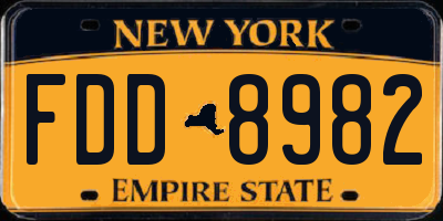 NY license plate FDD8982