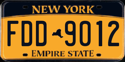 NY license plate FDD9012