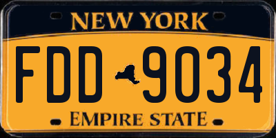 NY license plate FDD9034