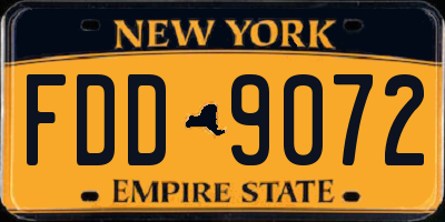 NY license plate FDD9072