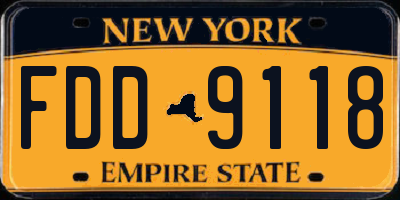 NY license plate FDD9118