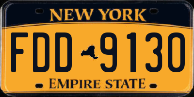 NY license plate FDD9130