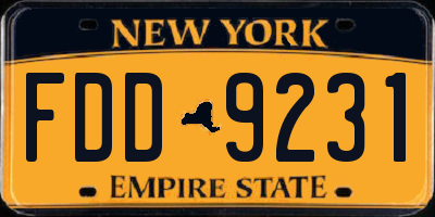 NY license plate FDD9231