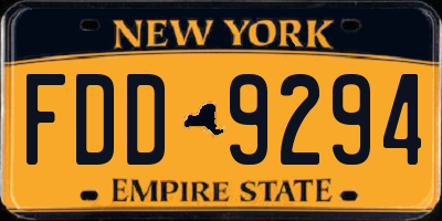 NY license plate FDD9294