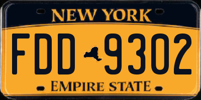 NY license plate FDD9302