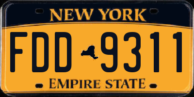 NY license plate FDD9311