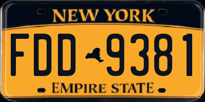 NY license plate FDD9381