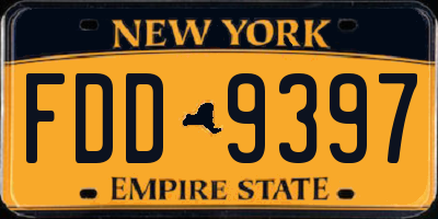 NY license plate FDD9397