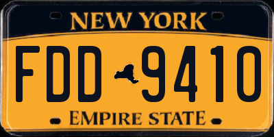 NY license plate FDD9410