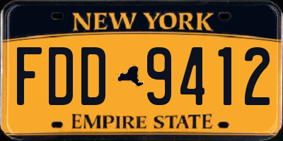 NY license plate FDD9412