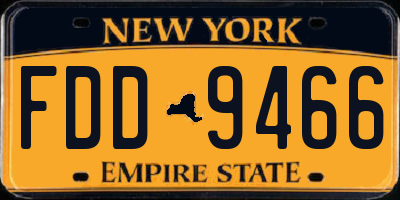 NY license plate FDD9466
