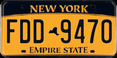 NY license plate FDD9470