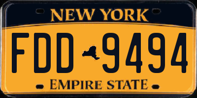 NY license plate FDD9494