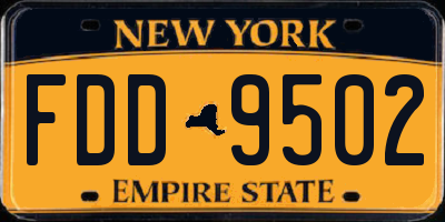 NY license plate FDD9502