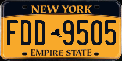 NY license plate FDD9505
