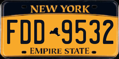 NY license plate FDD9532