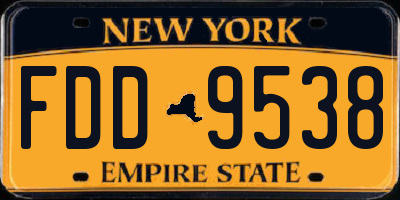 NY license plate FDD9538