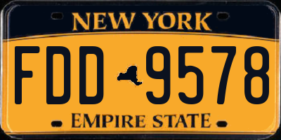NY license plate FDD9578