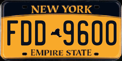NY license plate FDD9600