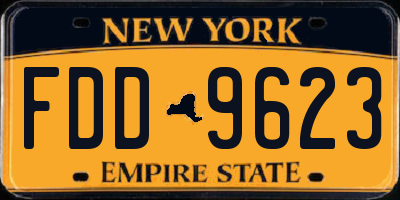 NY license plate FDD9623