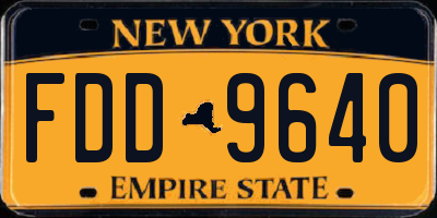 NY license plate FDD9640