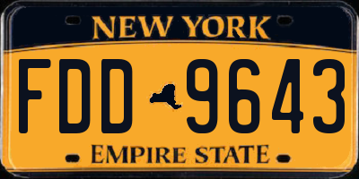 NY license plate FDD9643