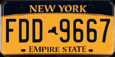 NY license plate FDD9667