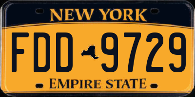 NY license plate FDD9729
