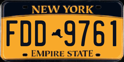 NY license plate FDD9761