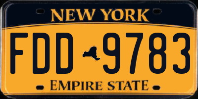 NY license plate FDD9783