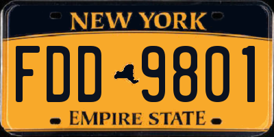 NY license plate FDD9801