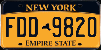 NY license plate FDD9820
