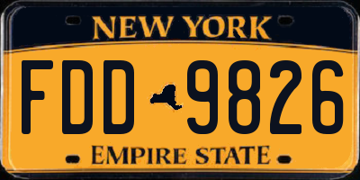 NY license plate FDD9826