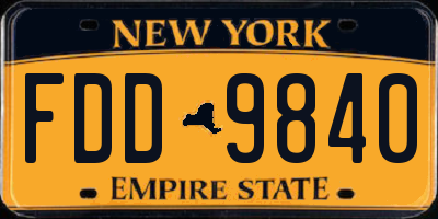 NY license plate FDD9840