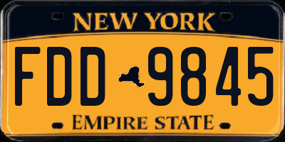 NY license plate FDD9845
