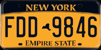 NY license plate FDD9846
