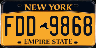 NY license plate FDD9868
