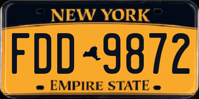 NY license plate FDD9872