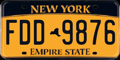 NY license plate FDD9876