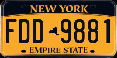 NY license plate FDD9881