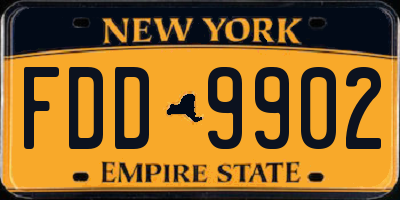NY license plate FDD9902