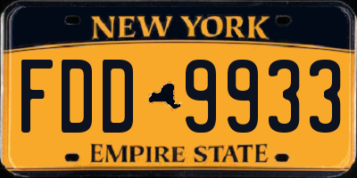 NY license plate FDD9933