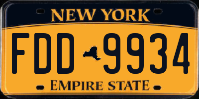 NY license plate FDD9934
