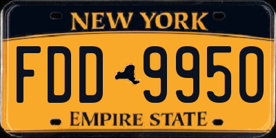 NY license plate FDD9950
