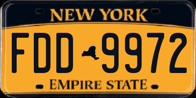 NY license plate FDD9972