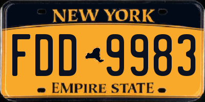 NY license plate FDD9983