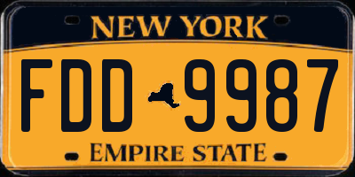 NY license plate FDD9987